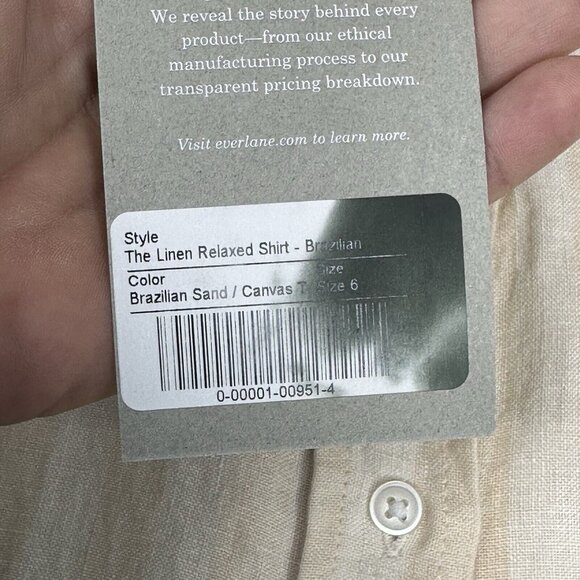 Everlane Women's NWT Brazilian Sand Canvas The Linen Relaxed Career Shirt 6/C44 - Picture 10 of 15